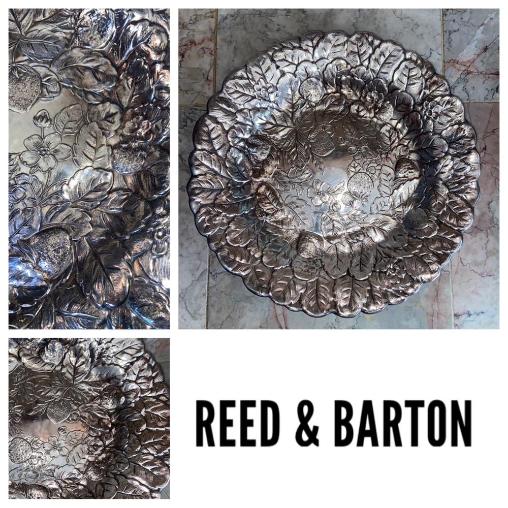 Vintage Reed & Barton Silverplate Embossed 14” Strawberry Platter